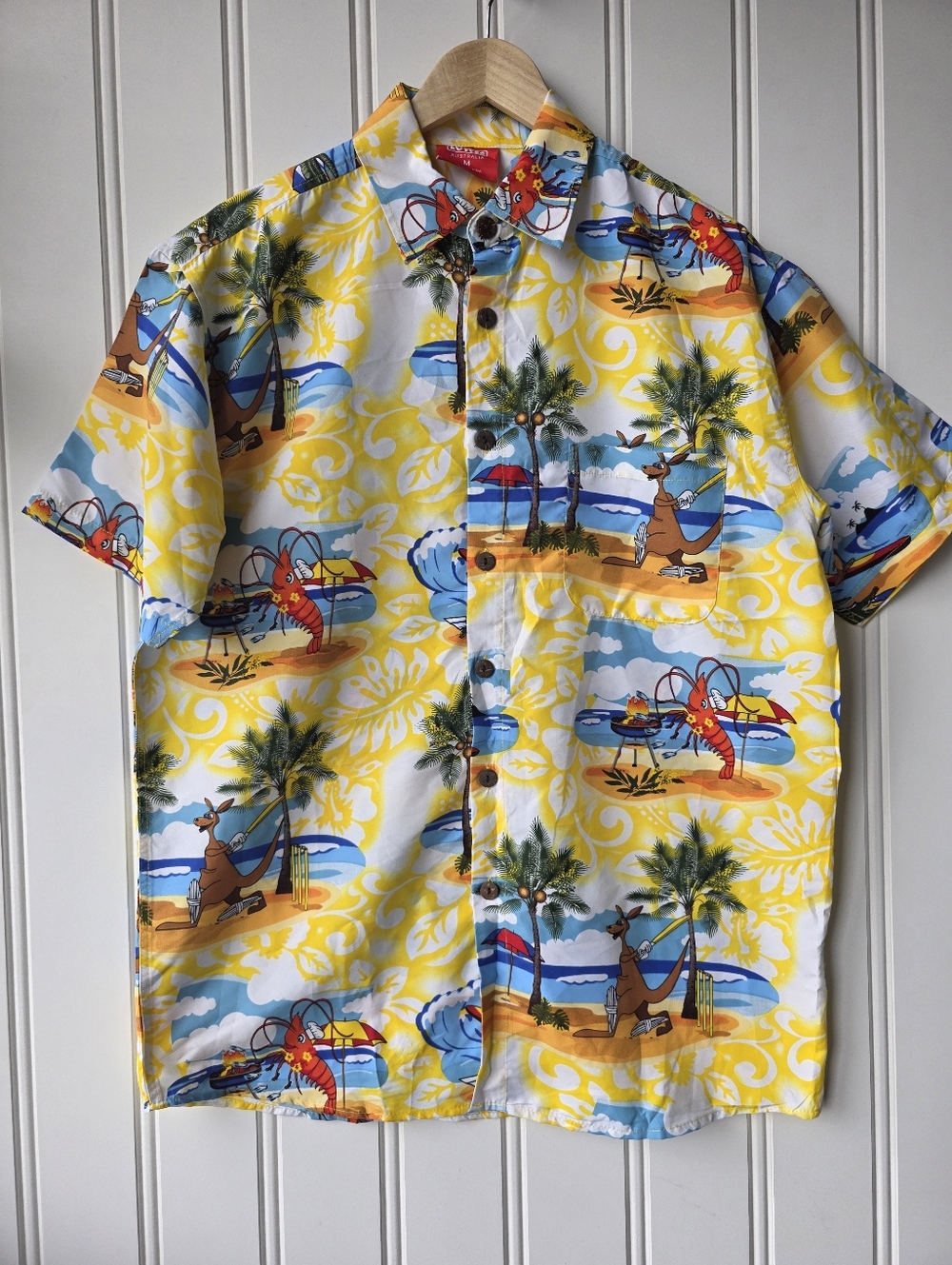 Lowes Aussie Australia Summer Hawaiian Tropical Short Sleeve Shirt Mens Medium
